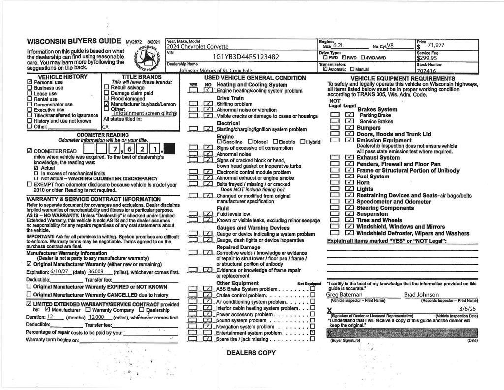 2024 Chevrolet Corvette Stingray 2LT