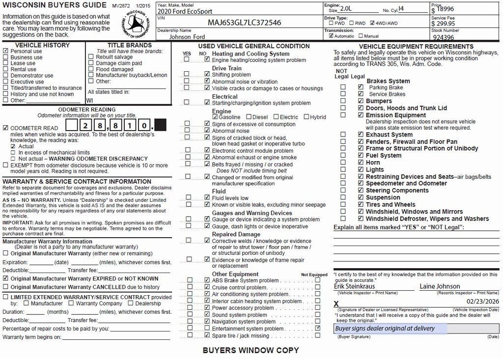 2020 Ford EcoSport SE