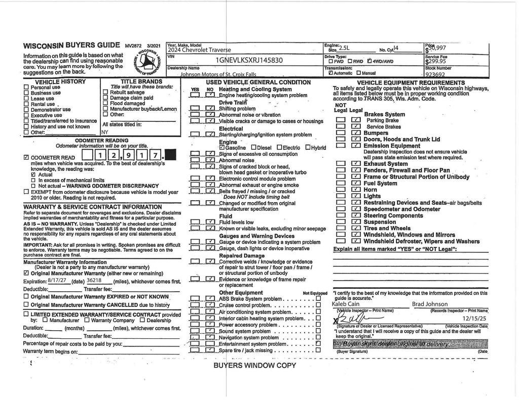 2024 Chevrolet Traverse RS
